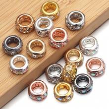 20pcs/Pack Manik-manik Berlian Imitasi Paduan Logam Lubang Besar, Perlengkapan Pembuatan Perhiasan Gelang dan Kalung Fashion Minimalis - manik-manik lubang besar - View 12