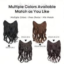 Atmospheric Layered Double C Curl Hair Extensions For Women, 1-Piece V-Shaped 5-Clip Seamless Hair Patch, Long Curly Hair Extensions - Black - View 10