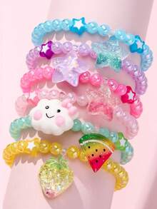 24Pcs Kids Beaded Bracelet Set, Ideal For Daily Wear, Holiday & Party, Birthday Gifts For Girls - Multicolor - View 12