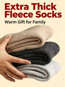 Unisex Thick Wool Socks, Warm Fleece Lined Mid-Calf Socks, Soft Winter Warm Socks, Multiple Colors Available - Multicolor - View 3