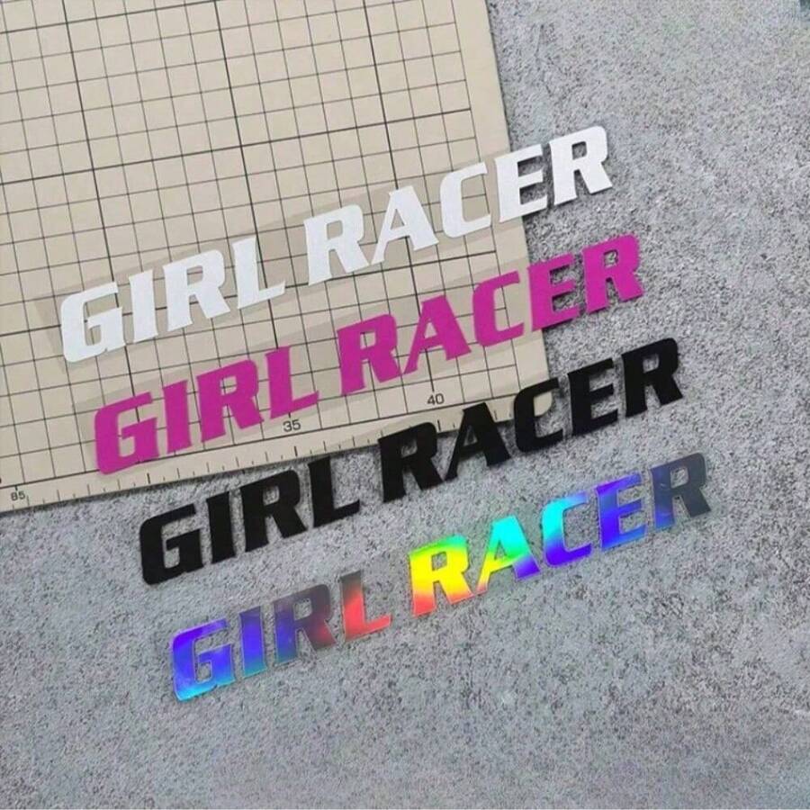 Female Racer Creative Text Car Sticker Electric Car Motorcycle Rear Window Colorful Laser Sticker - A - View 1