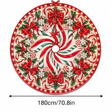 1件漸層螺旋糖果棒圖案聖誕樹裙，優雅配色節日裝飾，5種尺寸，中性節日禮物，適用於居家與派對聖誕裝飾 - 漸層螺旋拐杖糖 - 查看 15