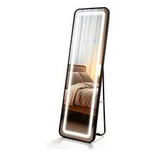 Espejo de Cuerpo Entero con Luz LED, 3 Modos de Iluminación, Espejo de Piso de Tamaño Completo para Recámara, Vestidor y Dormitorio - predeterminado - Ver 9