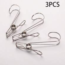 Windproof Stainless Steel Clothespins With Hooks, For Hanging Clothes And Socks At Home, And For Hanging Holiday Decorations And Photos; Metal Spring Clips - Multicolor - View 7