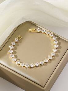 White Gold-Plated Delicate Versatile Bracelet - White - View 1
