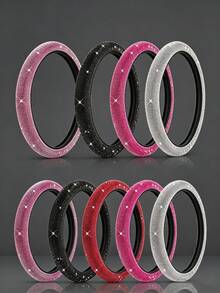 1-Piece Rhinestone Car Steering Wheel Cover, Shiny Diamond Steering Wheel Cover, No Inner Ring, Women's Car Interior Accessories - Steering Wheel Cover - View 2