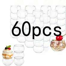 80/60/40/30/20/10/1 Delicate Spherical Dessert Containers, Soft Curved Design With Minimalist Elegant Style, Stackable Design For Easy Storage, Suitable For Pudding, Fresh Fruit Desserts, Perfect For Luxury Home Parties, Themed Dessert Tables, Family Gatherings, Fully Presenting Dessert Texture And Enhancing Overall Tabletop Aesthetic - Clear - View 12