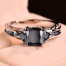 Vintage Dark Square Ring, Fashion Minimalist Geometric Jewelry - Silver - View 1