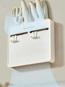 1set Cream Style Kitchen Knife Block With Side Hooks, Countertop Multi-Functional Knife & Scissor Holder, Kitchen Utensil Storage Organizer - Multicolor - View 10