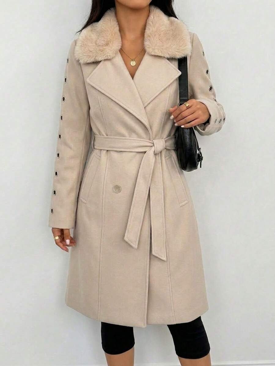 Women Winter Coats - Cream - View 1