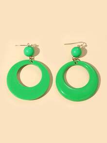 1 Pair Fashion Resin Round Long Earrings - Green a - View 2