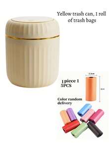 1pc Mini Desktop Trash Can With Flip Lid Design, Effectively Prevents Odor Leakage, Suitable For Storing Desktop Waste Like Fruit Peels And Paper Scraps, Keeps Desktop Tidy, Applicable For Bathroom, Home Desk, Coffee Table, Office, Living Room, Study And Other Places - Multicolor - View 12