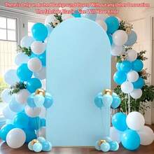 1pc Light Blue Arch Backdrop Cover, 6ft, 6.6ft, 7.2ft Wedding Arch Cover, Double-Sided Elastic Fit Fabric Arch Backdrop, Suitable For Birthday Party And Wedding Arch Frame Decoration (Arch Frame Not Included, Fabric Backdrop Only) - Light Blue - View 9