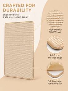 Sisal Cat Scratching Pad Wall-Mounted Cat Scratching Board, Furniture Protection Anti-Scratch Board, Suitable For Indoor Cat Claw Sharpening, Rectangular Pet Interactive Toy Mat, Sofa Corner Protector, Indoor Kitten Pet Supplies - 30 X 40 cm - View 6