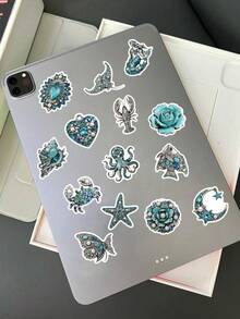 54 Pcs Printed Ocean Jewel Stickers Pack, Sea Creature Rhinestone Gems Pattern Vinyl Waterproof Decals, Seashell Starfish Mermaid Turtle Stickers For Journal Water Bottle Phone Case Laptop, Coastal Beach Decor Sticker Pack For Teens Girls Women - Ocean Jewelry - View 8
