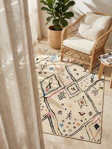 1 Buah Karpet Area Totem Geometris Berwarna-warni Beige, Bahan Kasmir Imitasi, Bentuk Persegi Panjang dengan Pola Bohemian Lukisan Tangan, Dapat Dicuci dengan Mesin, Cocok untuk Ruang Tamu, Kamar Tidur, Dekorasi Rumah Sehari-hari, Dekorasi Rumah Estetis - MultiWarna - View 6