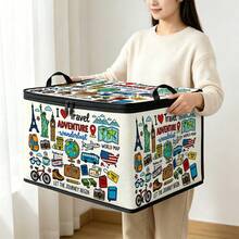 Medical First Aid Box Dinosaur World Travel Print Foldable Storage Box, Zippered Hand-Carry Storage Bin, Upgraded Fabric Large Capacity Organizer, Suitable For Closet, Dorm, Underbed Storage, Organizing Clothes, Bedding, Toys, Miscellaneous Items, Home Moving Organization Storage Box - Multi-color - View 7
