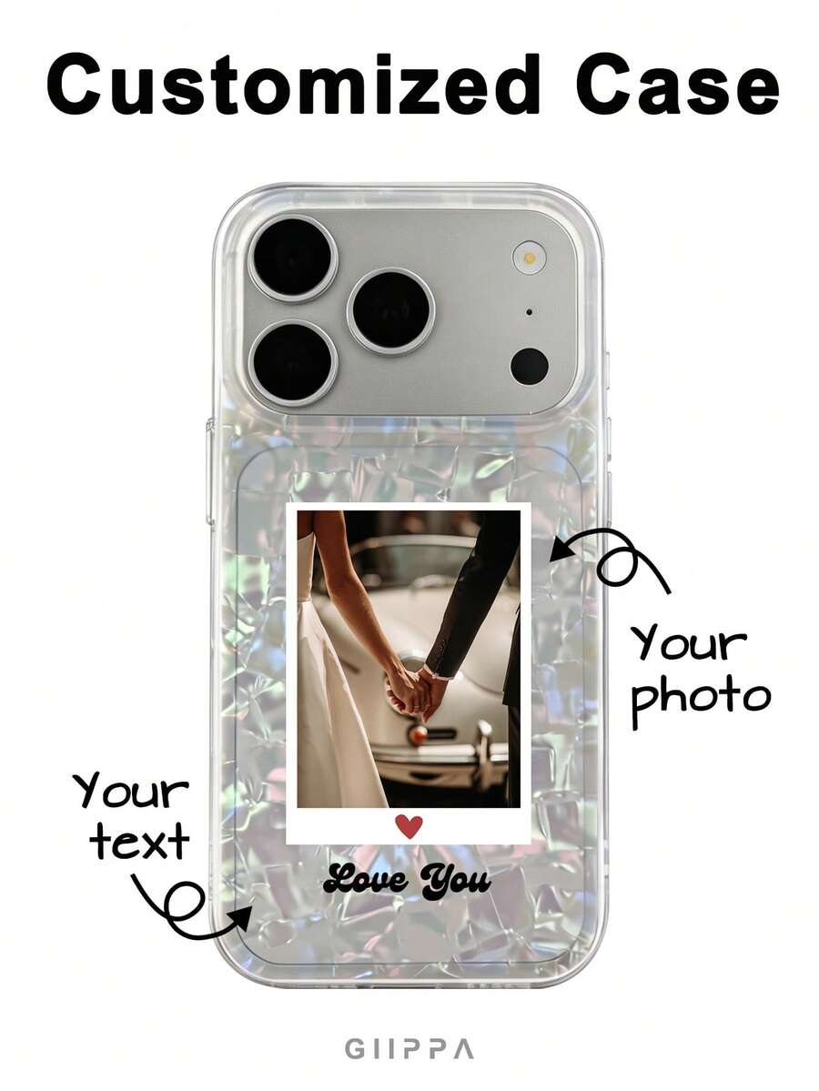 GIIPPA 1件貝殼圖案客製化照片手機殼,相容 iPhone 18/17/16/15/14/13/12 Pro Max Air,客製化圖片手機殼,返校禮物、畢業禮物、度假禮物、週年紀念禮物、情人節禮物、生日禮物、婚禮禮物、母親節禮物、父親節禮物、好友禮物、送給男朋友的禮物、送給女朋友的禮物 - 彩色 - 查看 1