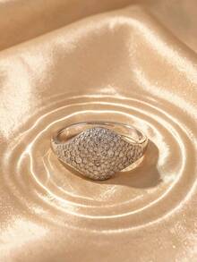 SWAROVSKI Fully Pave Crystal Square Ring, Elegant Sparkling Wide Band Ring, Birthday Gift For Girlfriend - Silver - View 2