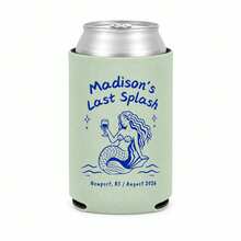 Personalized Neoprene Can Cooler, Custom Text Collapsible Insulated Can Sleeve, Mermaid Line Art Drink Holder For Beach And Pool Parties, Last Splash Celebrations And Bachelorette Party Favors - Multicolor - View 14