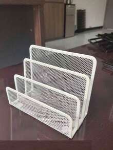 1pc Multifunctional Metal Mesh Desktop Organizer With Bookshelf, Space-Saving Freestanding Storage Rack, Stationery Storage, File Storage, Suitable For Home Office, Teachers And Artists, Ideal Home And Office Decor - Multicolor - View 11