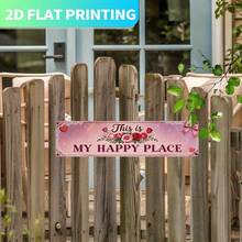 2D Flat Single Piece, Vintage Metal Sign Decor "This Is My Happy Place", Pink Rose Design, Retro Style Wall Art, Suitable For Home, Bedroom, Patio, Garage - Perfect Housewarming Gift (Random Style) - A - View 7