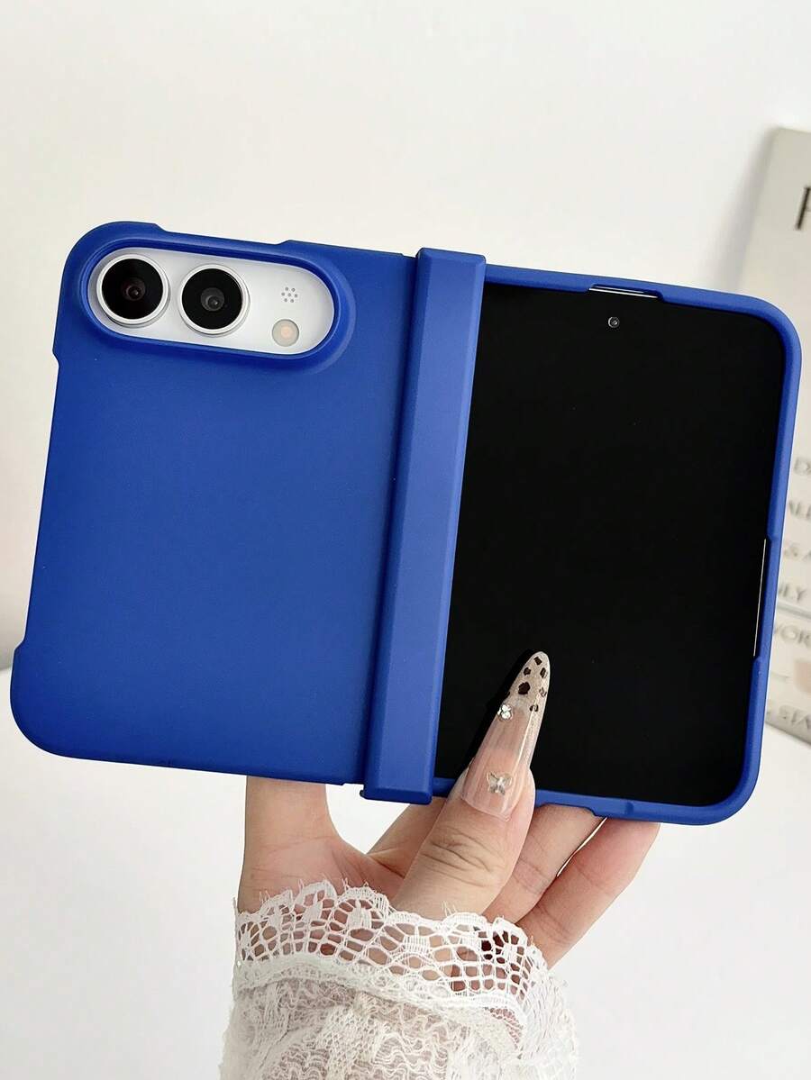 純色親膚觸感轉軸保護殼,相容 iPhone Duo 18 Ultra 18 Fold,防震摺疊手機保護套 - 藍色 - 查看 1