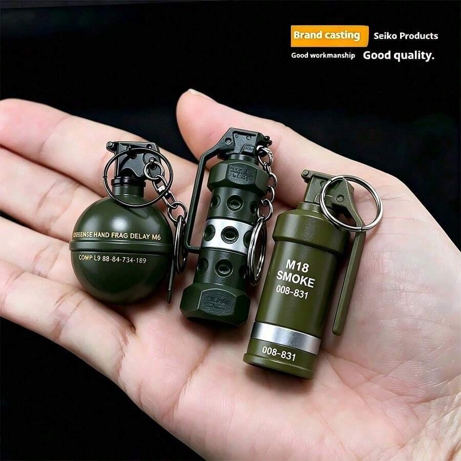 1PC Elite Fragment Grenade Stun Grenade Alloy Gun Weapon Model Keychain Birthday Gift Holiday Gift Perfect Gift Toy - Multicolor - View 1