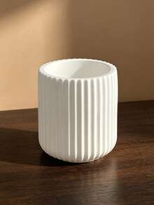 Minimalist Vertical Striped Silicone Mold, Reusable Handmade Casting Tool, Suitable For Making Flower Pot, Vase, Cosmetic Brush Storage Jar And Scented Candle Cup, Perfect For Epoxy Resin, Plaster, Cement Craft, Modern Home Table Decor Accessories - White - View 3