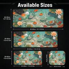 1pc Halloween Black Cat Ghost And Pumpkin Pond Print Extended Mouse Pad, Autumn Maple Leaf And Lotus Keyboard Desk Mat, Cute Desktop Decor - View 5