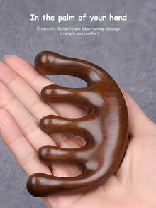 Sisir Pijat, Sisir Multifungsi Portabel Ringkas, Anti-Statis untuk Penggunaan di Rumah, Unisex, Sisir Gua Sha Lima Gigi untuk Pijat Alami Multifungsi - cokelat - View 5