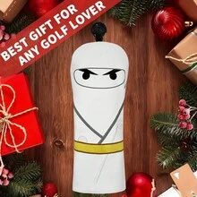 Samurai Pattern Black And White Golf Club Head Covers Provide Protection And Style, 1st Wood 3/5th Wood UT Wood Rod Cover Protector, Durable Design Suitable For All Types Of Golf Clubs, Essential Accessory For Golf Enthusiasts - White - View 7