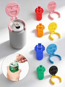 2pcs Portable Can Lid Covers, Dust-Proof Sealing Caps, Suitable For Carbonated Drinks, Beer And Soft Drink Cans, Reusable Flip-Top Hygienic Can Lids, Fun Cartoon Style, Suitable For Home, Cafe, Party, Picnic And Travel - Multicolor - View 1