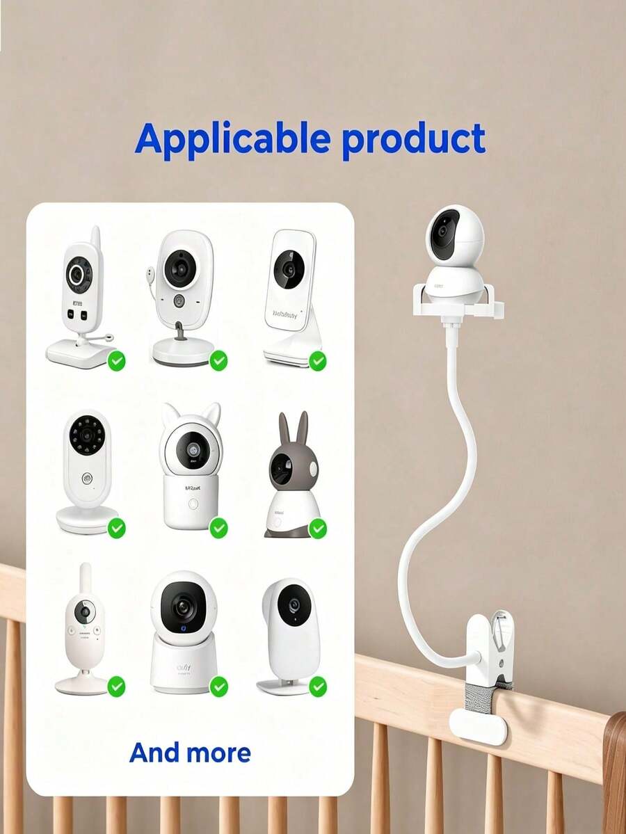 Giá đỡ kẹp camera linh hoạt điều chỉnh được cho phòng em bé, kẹp cố định màn hình theo dõi trẻ sơ sinh, giá đỡ điện thoại dạng kẹp đầu giường, giá đỡ điện thoại cổ ngỗng linh hoạt đa năng cho giường, bàn làm việc, xem phim dài tập và livestream - Xem 1