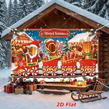 1pc 2D Flat Banner, Christmas Party Face Cutout Photo Booth Banner, Winter Snow Scene Steam Train Hollow Portrait Frame, Colorful Lights Christmas Tree Teddy Bear Gift Full Print, Three Hollow Portrait Frames, Santa Claus Elf Reindeer Riding Candy Train Print, Vibrant Festive Style, Polyester Material, Perfect For Holiday Party Photo Prop Decoration - 1 - View 13