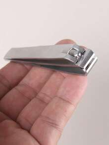 3pcs Silver Stainless Steel Flat Nail Clippers, Unisex Manicure Tools - Silver - View 3