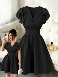 Women Midi Dresses - Black - View 1