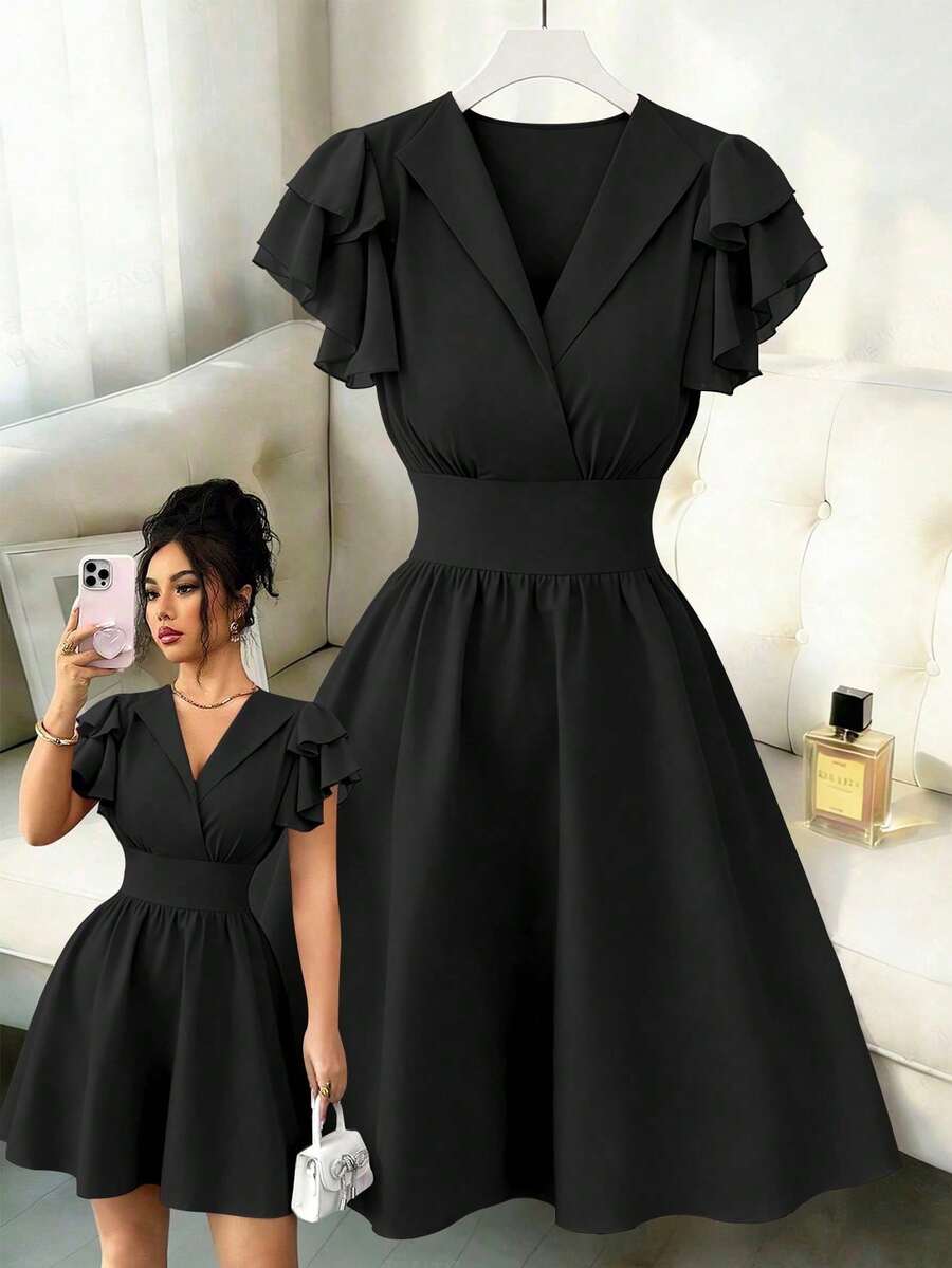Women Midi Dresses - Black - View 1