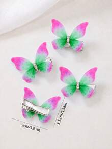 10pcs/Pack Light Blue Double Layer Crystal Mesh Butterfly Hair Clips, Cute Princess Style Hair Accessories Claw Clips Hairpins, Student Supplies Set Suitable For Various Occasions And Daily Wear - Multicolor - View 2