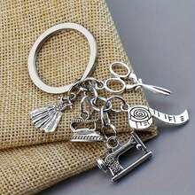 1pc Sewing Machine Scissors Iron Tape Measure Accessories Combination Keychain Mother's Day DIY Jewelry Gift - Multicolor - View 7