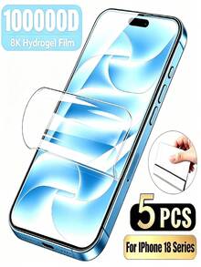 5pcs Hydrogel Film Screen Protector Compatible With IPhone 18 Pro Max Duo 17 Air 16 Pro Max 16 15 14 13 12 11 16e Pro Max Plus X XS XS Max XR Mini Soft Screen Protector Film, Ultra HD, Anti-Scratch, Anti-Fingerprint, Full Coverage, Not Glass - Clear - View 1