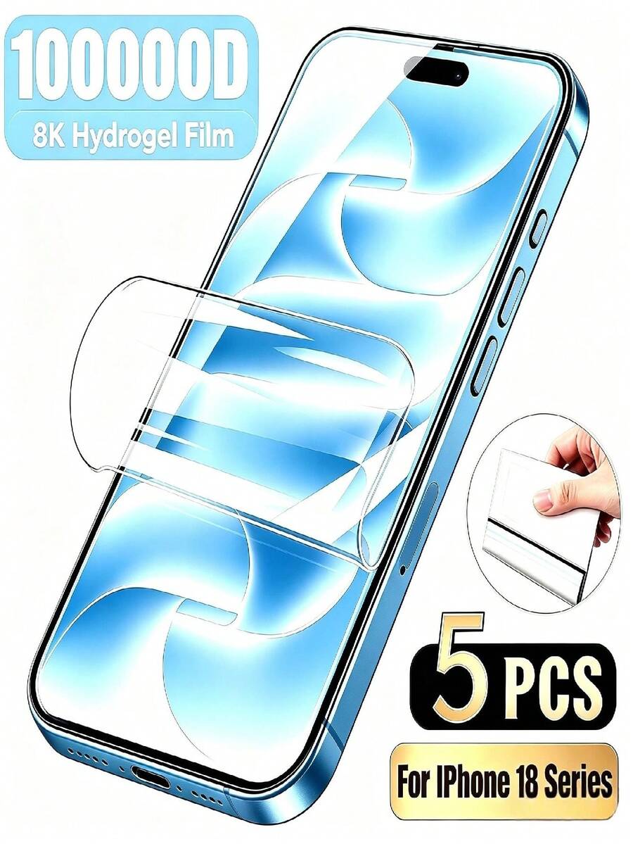 5pcs Hydrogel Film Screen Protector Compatible With IPhone 18 Pro Max Duo 17 Air 16 Pro Max 16 15 14 13 12 11 16e Pro Max Plus X XS XS Max XR Mini Soft Screen Protector Film, Ultra HD, Anti-Scratch, Anti-Fingerprint, Full Coverage, Not Glass - Clear - View 1