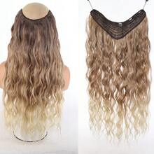 1pc Women's V-Shaped Long Curly Water Wave Voluminous Ombre Dyed Synthetic Hair Extension Piece - Black - View 5