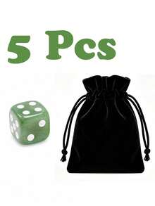 1/3/5 Pcs Natural Crystal Dice Set, Rose Quartz, Tiger's Eye, Amethyst, Green Aventurine Stone Dice With Velvet Pouch For Home Decor & Tabletop Games - Multicolor - View 10