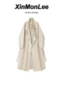 Premium Elegant Korean Style Loose Casual Stand Collar Button Coat Jacket, Suitable For Campus, Office And Daily Wear, Spring And Autumn - Apricot - View 1