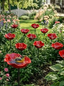 Metal Birdbath And Bee/Butterfly Watering Station; Handcrafted; Suitable For Potted Plants, Window Boxes, Garden Beds, And Patio Decor; A Garden Decorative Accessory. - A - View 10