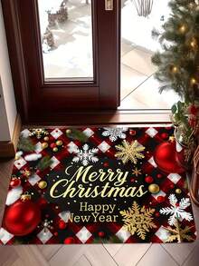 (Review Note: Velvet Material Mat Weight 900g + Thickness 0.8mm + Dotted Bottom) 1pc, Christmas, Christmas Gift Decorative Print, Country Style, Camping Car Design, Indoor/Outdoor RV Welcome Mat, Modern Style Mat, Indoor/Outdoor Use, Farmhouse Kitchen Patio Mat, Bathroom Entrance Rug, Holiday Decor, Home Decor - A - View 3
