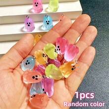 Mixed Color 3D Glowing Pendant Jewelry Set, Includes Glowing Pendant, Lobster Clasp, Connecting Ring, Suitable For DIY Car Hanging Decor, Halloween - Ghost - View 9