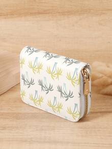 Fashionable And Minimalist Tropical Printed Card Bag, With Multiple Zipper Slots And Credit Card Storage, Suitable For Outdoor Portable Use - Multicolor - View 4
