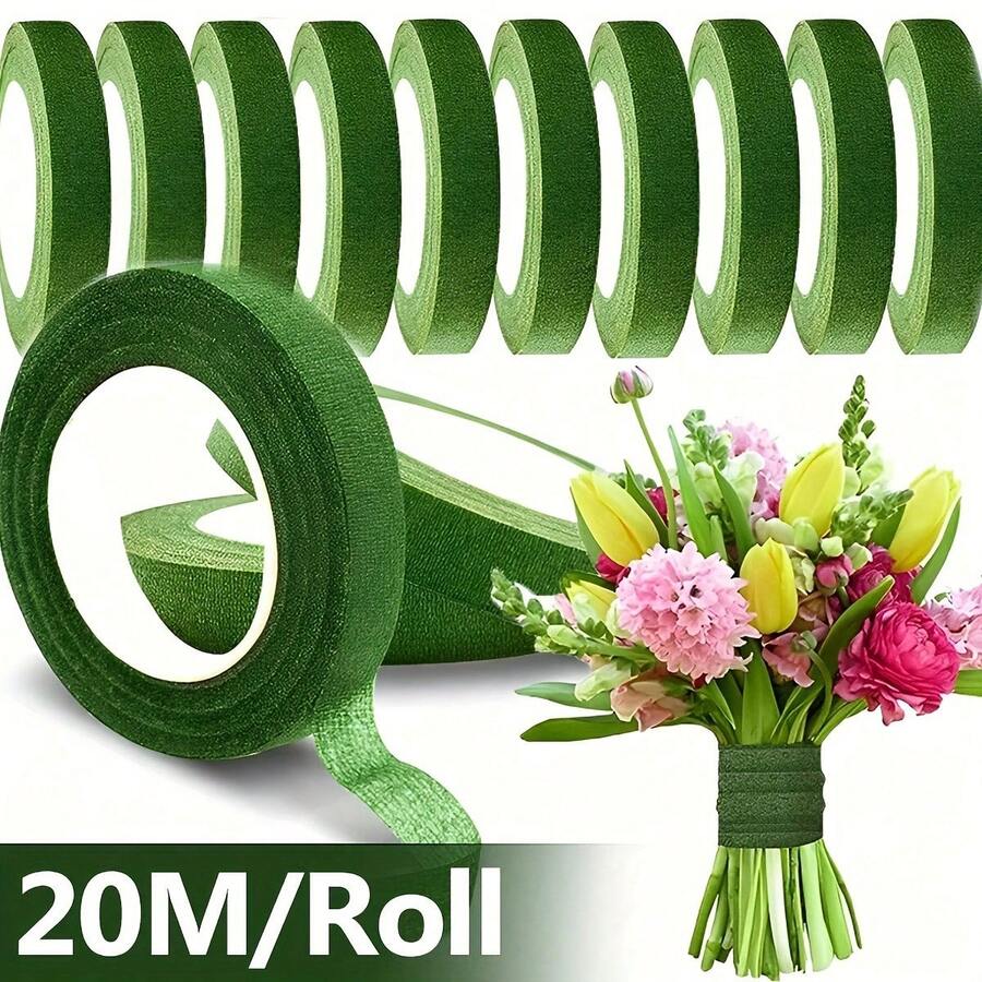 Handmade Floral Glue DIY Green Tape Flower Paper Artificial Flower Plant Wrapping Flower Stem Tape - Light Green [Floral Tape 2/Roll] - View 1